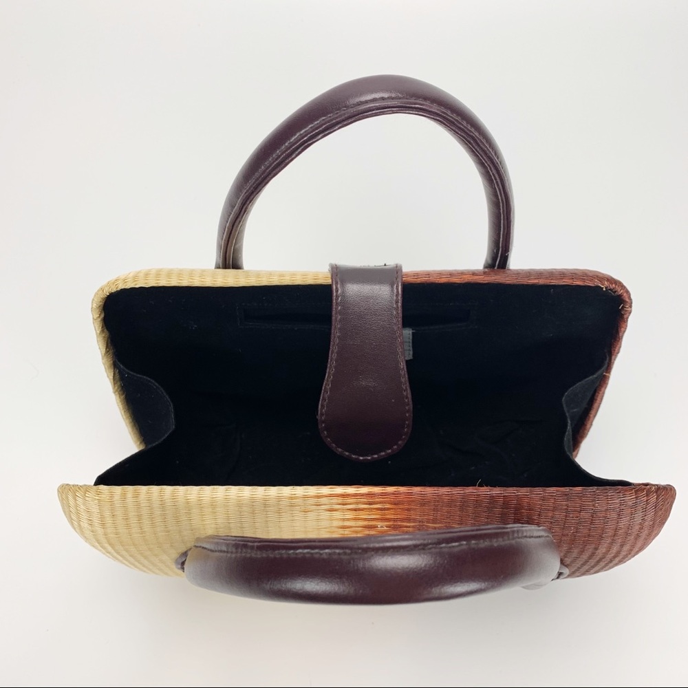 Le Sac Ombré Hard Body Woven Handbag Rust Ombre - Picture 5 of 8